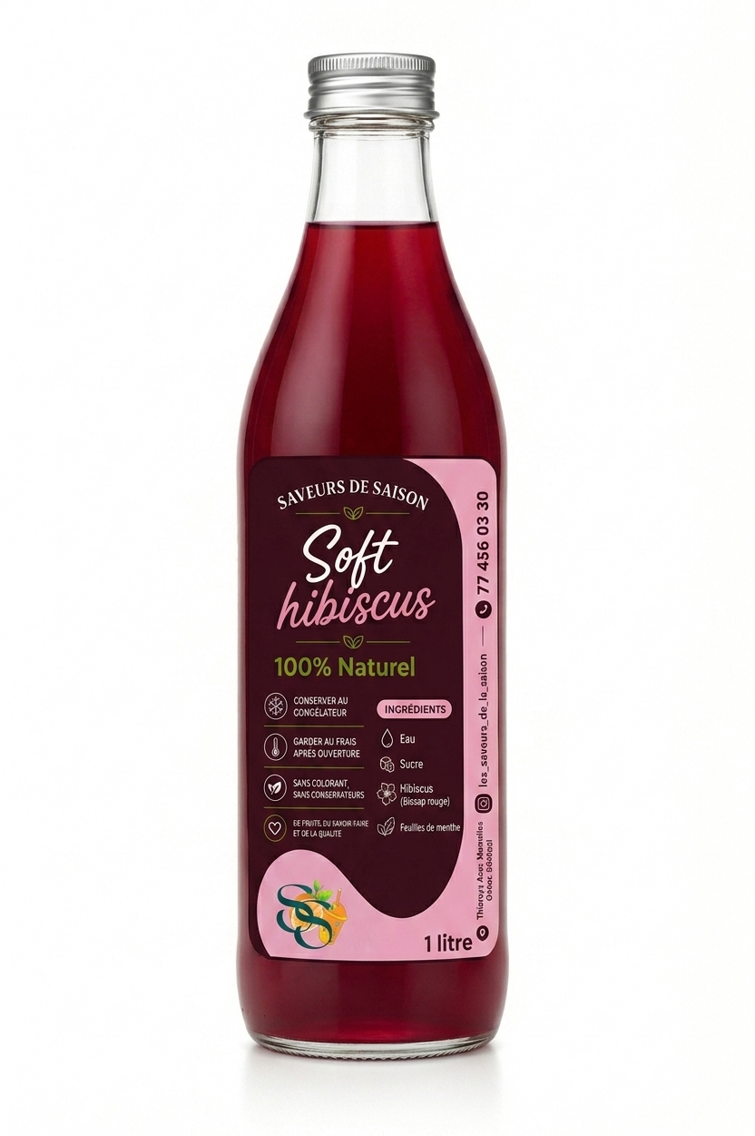 Jus Soft hibiscus  1L (Bissap rouge)